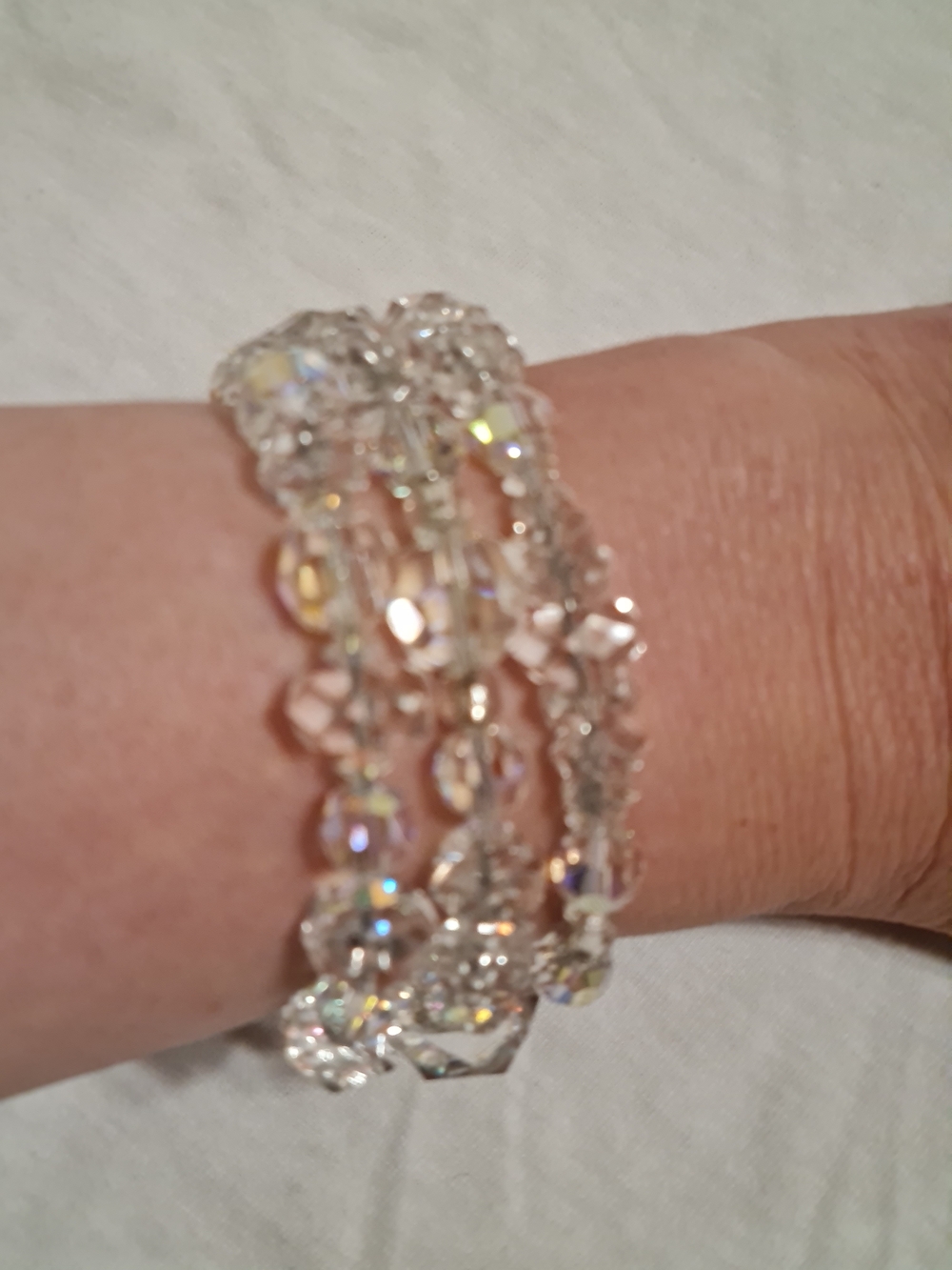Crystal Beaded Multi-Strand Bracelet - Clear